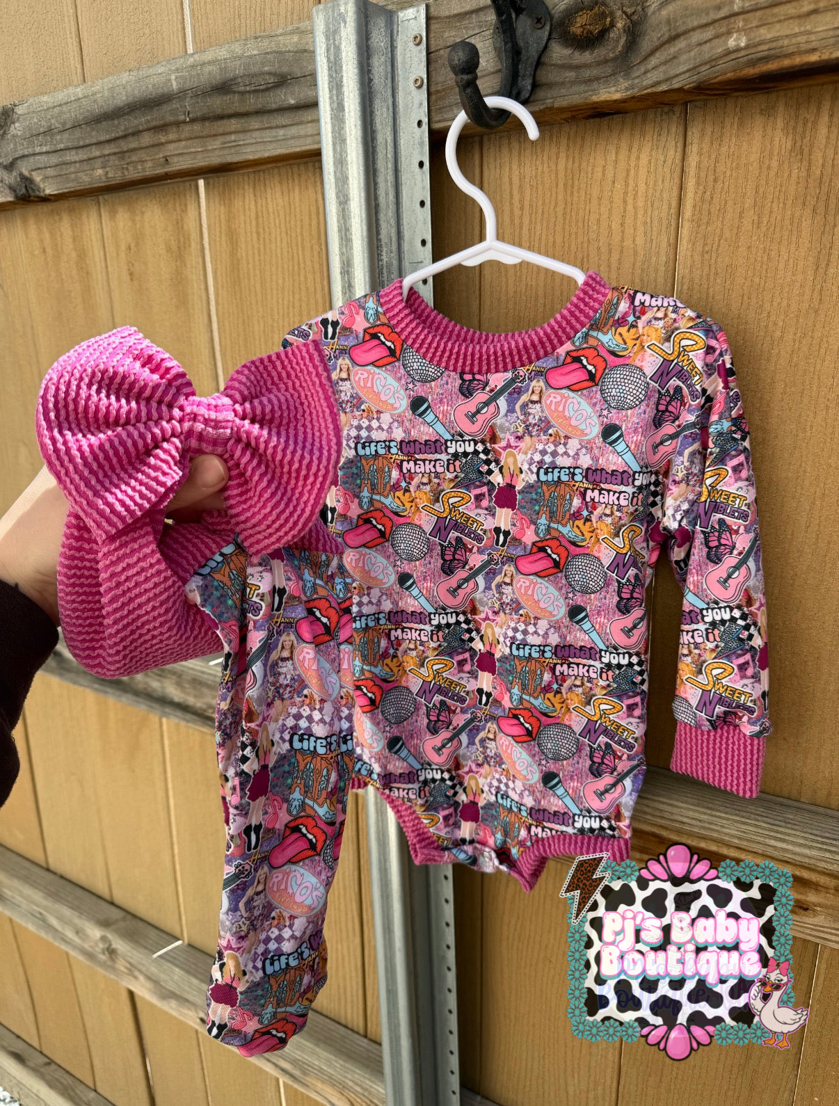 Custom Cozy Tee Romper, Knee High Socks, & Head Wrap ~ 0/3-5T